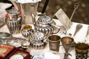 old metal tea set